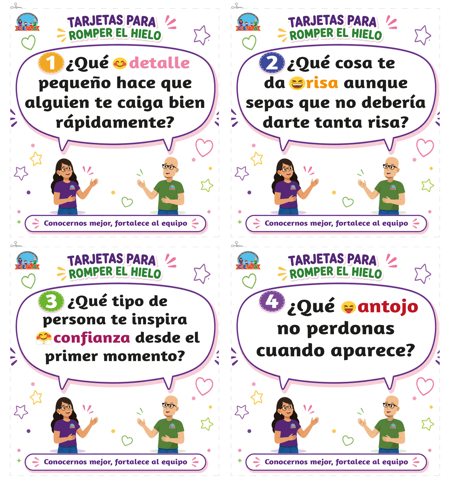 TARJETAS PARA ROMER EL HIELO en PDF