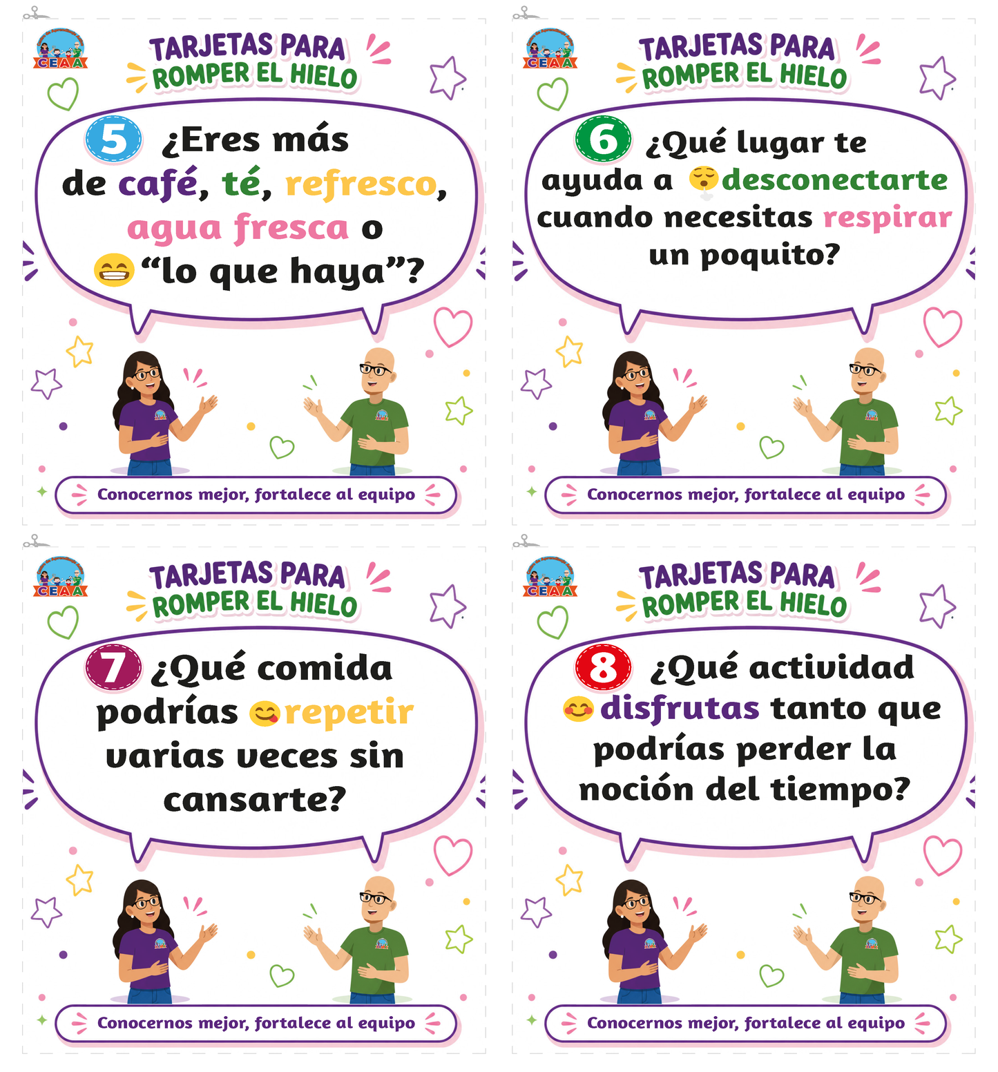TARJETAS PARA ROMER EL HIELO en PDF