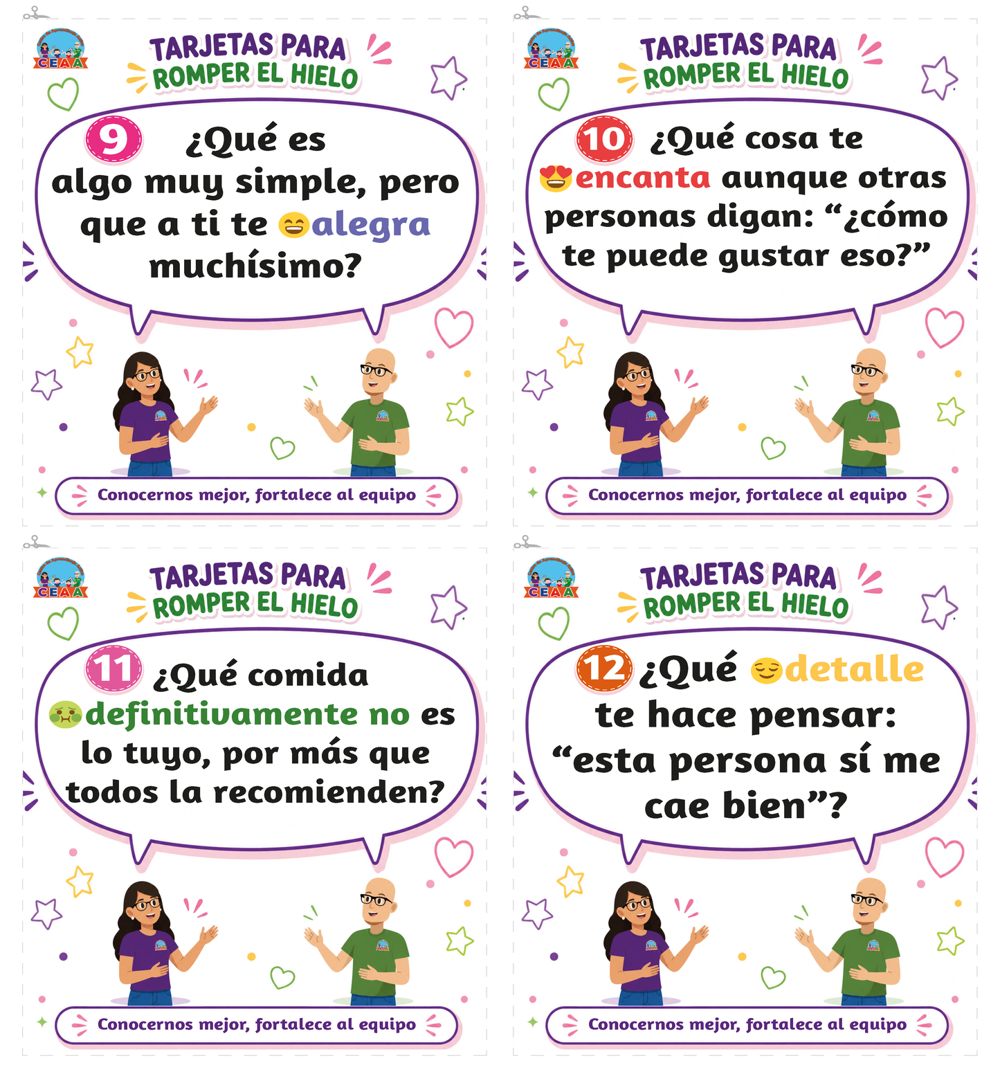 TARJETAS PARA ROMER EL HIELO en PDF