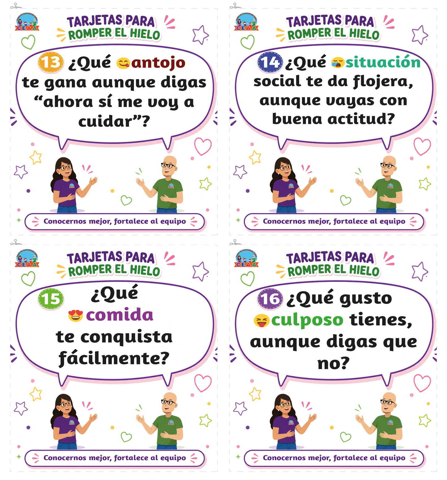TARJETAS PARA ROMER EL HIELO en PDF