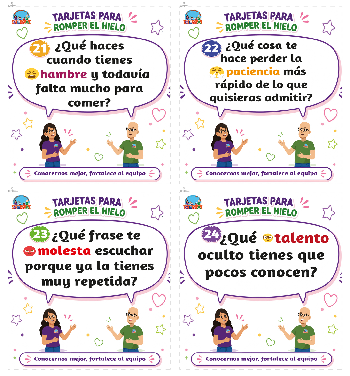 TARJETAS PARA ROMER EL HIELO en PDF