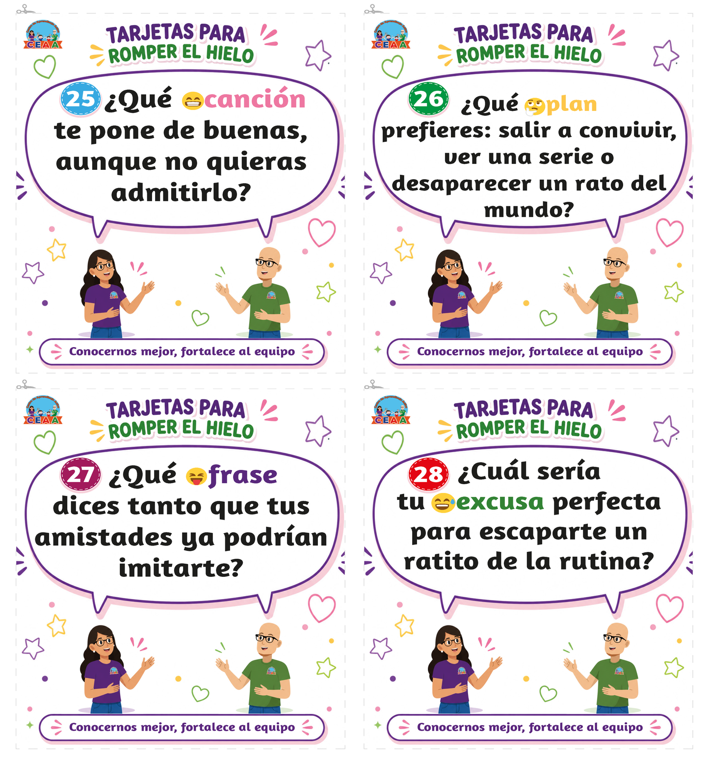 TARJETAS PARA ROMER EL HIELO en PDF