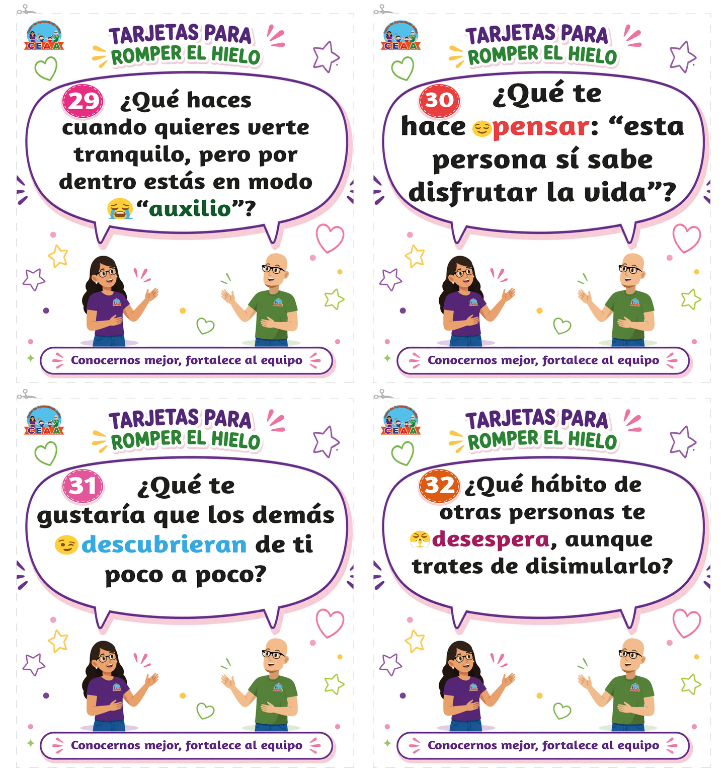 TARJETAS PARA ROMER EL HIELO en PDF