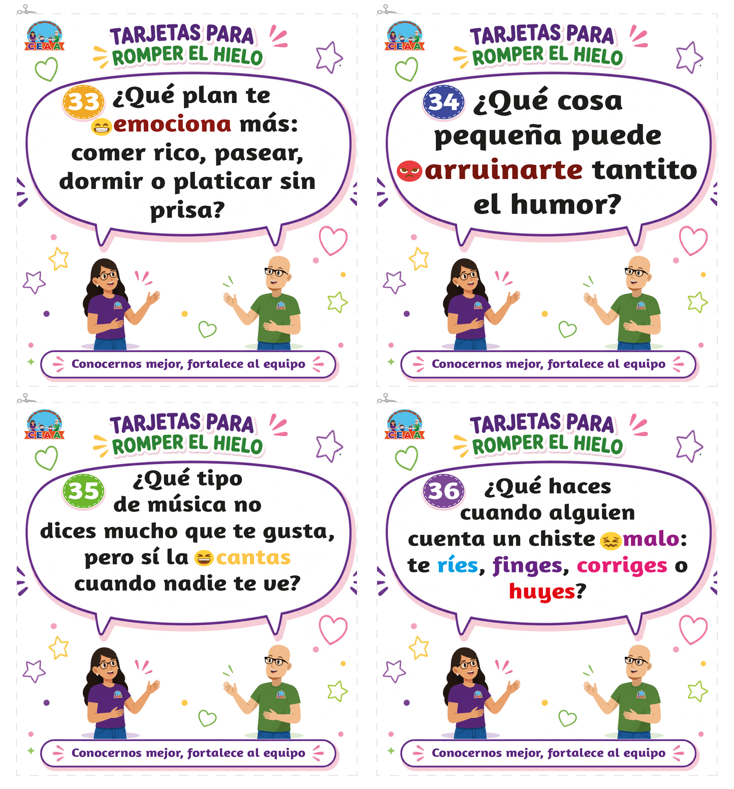 TARJETAS PARA ROMER EL HIELO en PDF