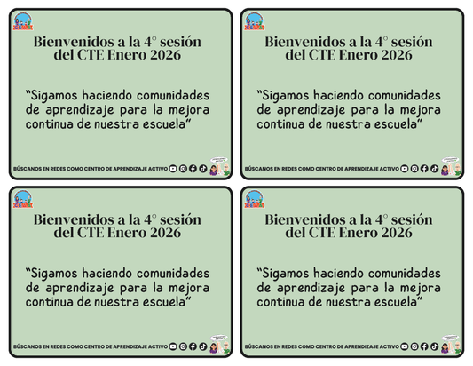 Tarjetas de Bienvenida 4° Sesión CTE