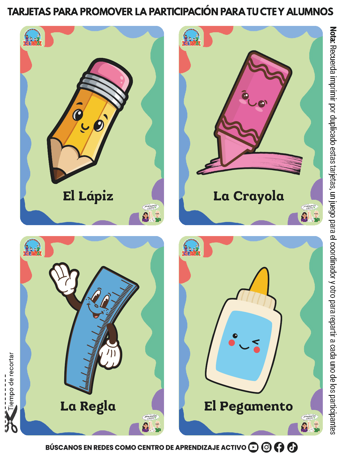 TARJETAS PARA PROMOVER LA PARTICIPACIÓN PARA TU CTE Y ALUMNOS En PDF