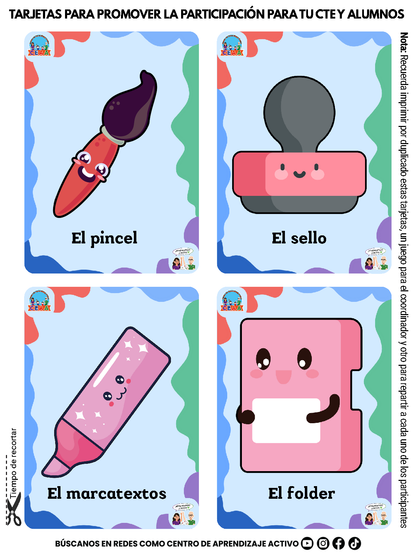 TARJETAS PARA PROMOVER LA PARTICIPACIÓN PARA TU CTE Y ALUMNOS en PDF