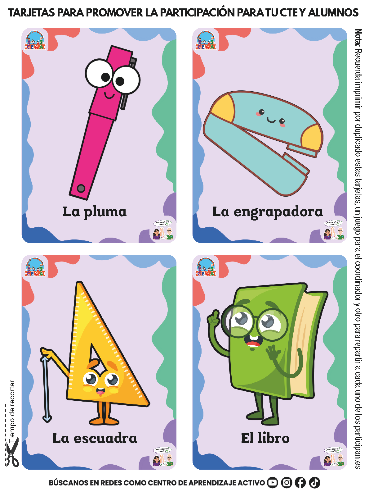 TARJETAS PARA PROMOVER LA PARTICIPACIÓN PARA TU CTE Y ALUMNOS En PDF