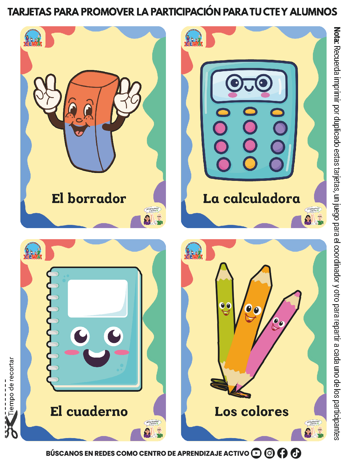 TARJETAS PARA PROMOVER LA PARTICIPACIÓN PARA TU CTE Y ALUMNOS en PDF
