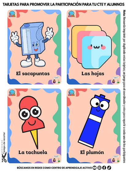 TARJETAS PARA PROMOVER LA PARTICIPACIÓN PARA TU CTE Y ALUMNOS en PDF