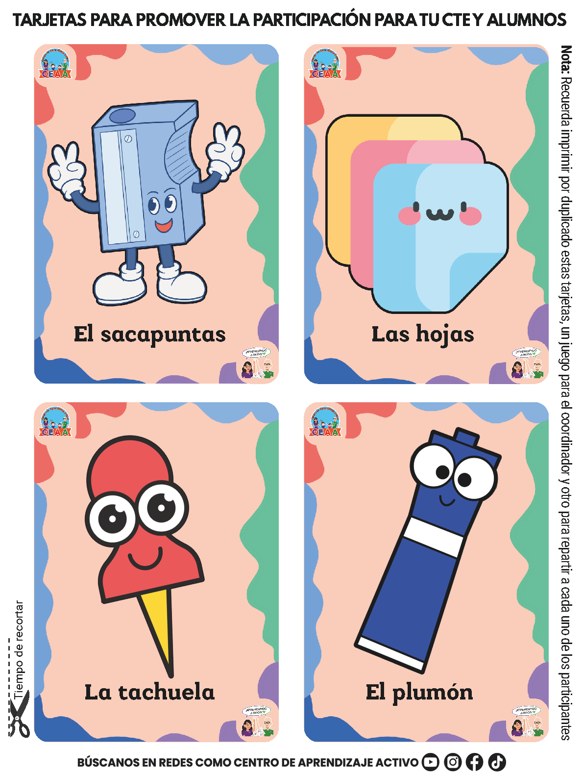 TARJETAS PARA PROMOVER LA PARTICIPACIÓN PARA TU CTE Y ALUMNOS En PDF
