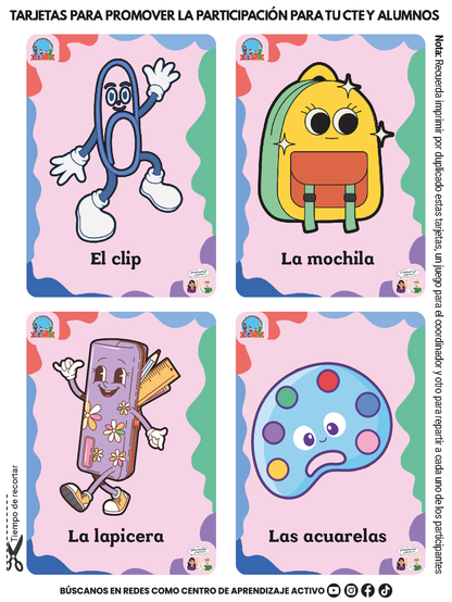 TARJETAS PARA PROMOVER LA PARTICIPACIÓN PARA TU CTE Y ALUMNOS En PDF