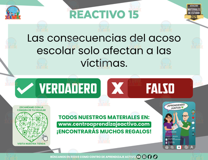 Cuadernillo de Estudio - Todas y todos contra el acoso escolar-Acoso escolar - Verdadero o Falso