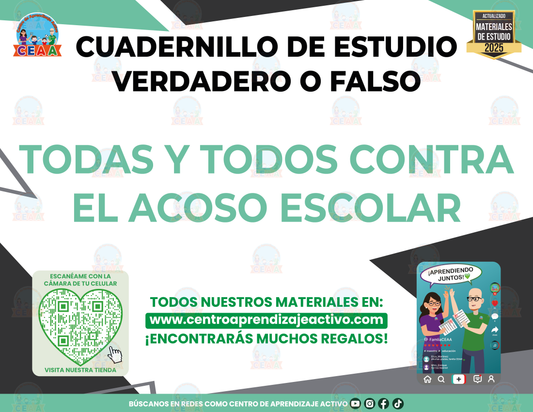 Cuadernillo de Estudio - Todas y todos contra el acoso escolar-Acoso escolar - Verdadero o Falso