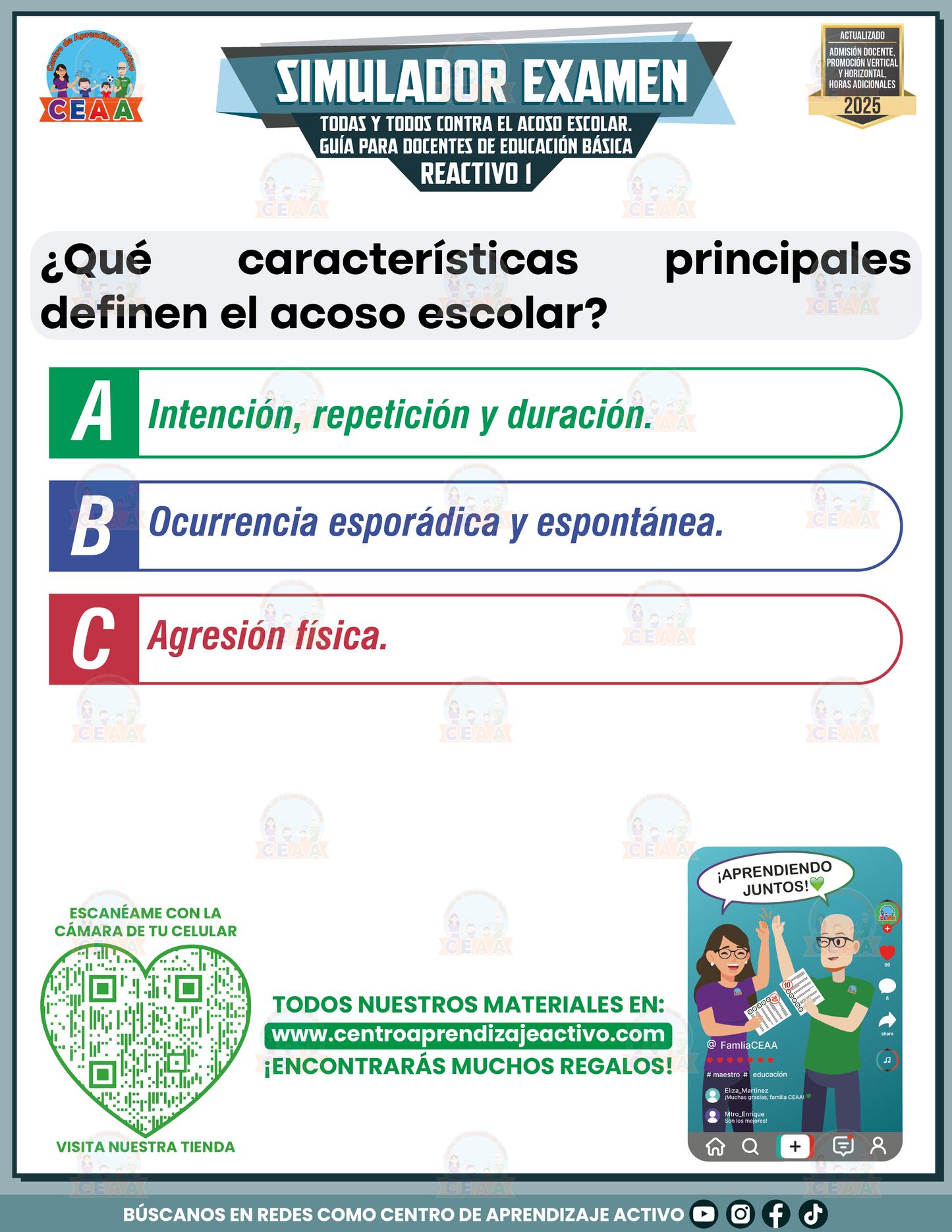 Simulador de examen Todas y todos contra el acoso escolar. Guía para Docentes de Educación Básica en PDF