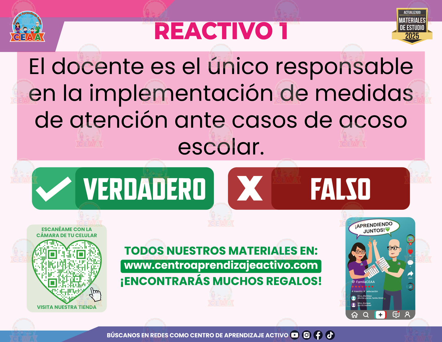 Cuadernillo de Estudio - Todas y todos contra el acoso escolar – Orientaciones para atención - Verdadero o Falso