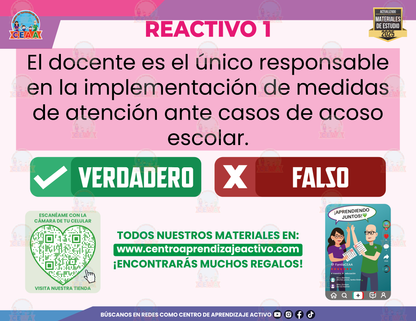 Cuadernillo de Estudio - Todas y todos contra el acoso escolar – Orientaciones para atención - Verdadero o Falso