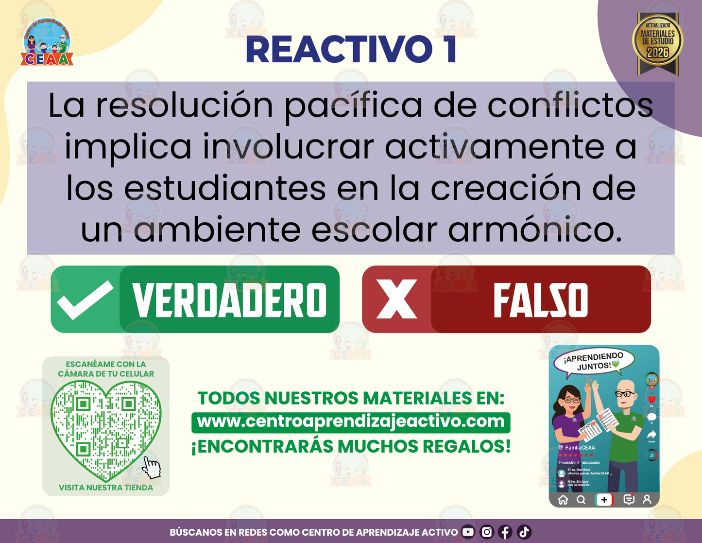 Cuadernillo de Estudio - Todas y todos contra el acoso escolar – Prevención - Verdadero o Falso en PDF