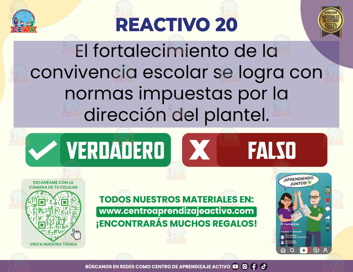 Cuadernillo de Estudio - Todas y todos contra el acoso escolar – Prevención - Verdadero o Falso en PDF