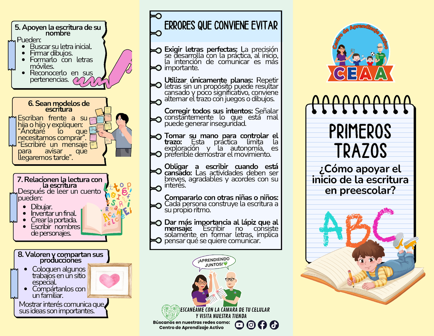 Tríptico PRIMEROS TRAZOS - ¿Cómo apoyar el inicio de la escritura en preescolar? en PDF