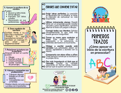 Tríptico PRIMEROS TRAZOS - ¿Cómo apoyar el inicio de la escritura en preescolar? en PDF