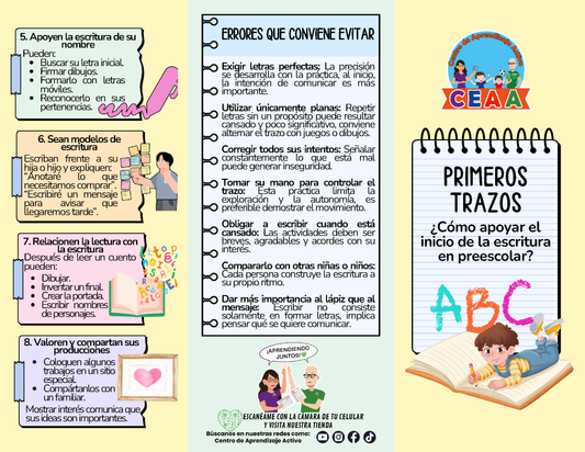 Tríptico PRIMEROS TRAZOS - ¿Cómo apoyar el inicio de la escritura en preescolar? en PDF