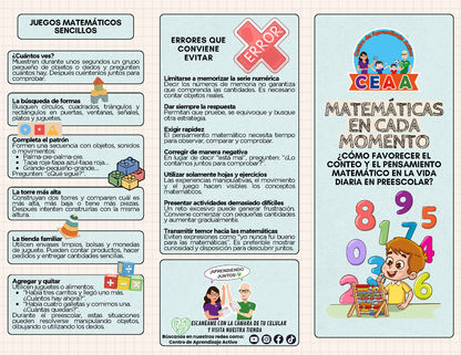 Tríptico MATEMÁTICAS EN CADA MOMENTO - ¿CÓMO FAVORECER EL CONTEO Y EL PENSAMIENTO MATEMÁTICO EN LA VIDA DIARIA EN PREESCOLAR? en PDF