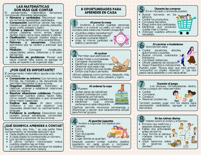 Tríptico MATEMÁTICAS EN CADA MOMENTO - ¿CÓMO FAVORECER EL CONTEO Y EL PENSAMIENTO MATEMÁTICO EN LA VIDA DIARIA EN PREESCOLAR? en PDF