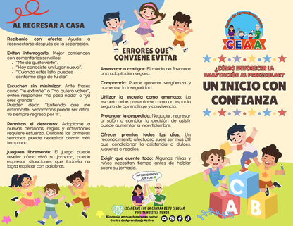 Tríptico ¿CÓMO FAVORECER LA ADAPTACIÓN AL PREESCOLAR? UN INICIO CON CONFIANZA en PDF