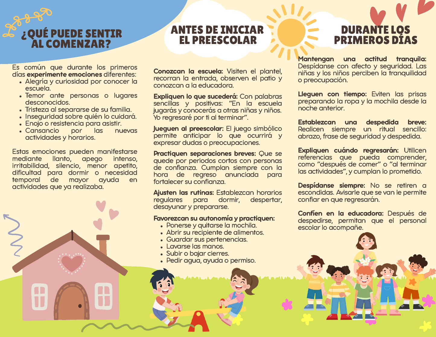 Tríptico ¿CÓMO FAVORECER LA ADAPTACIÓN AL PREESCOLAR? UN INICIO CON CONFIANZA en PDF