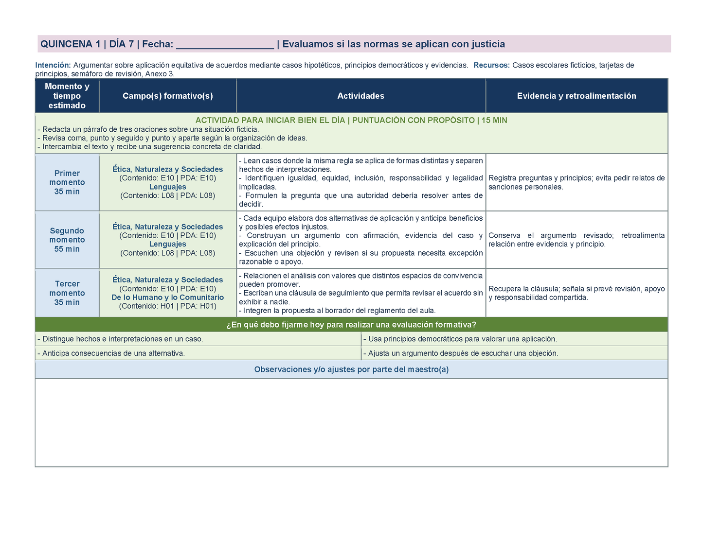 PLANEACIÓN 5° Primaria Primer Periodo (Sep, Oct, Nov) ✏️Editable en Word