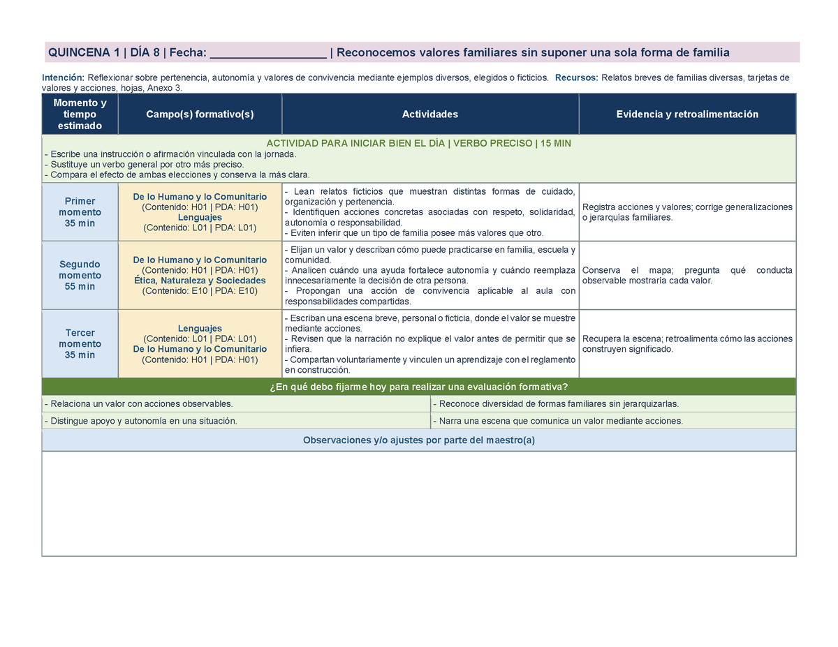 PLANEACIÓN 5° Primaria Primer Periodo (Sep, Oct, Nov) ✏️Editable en Word