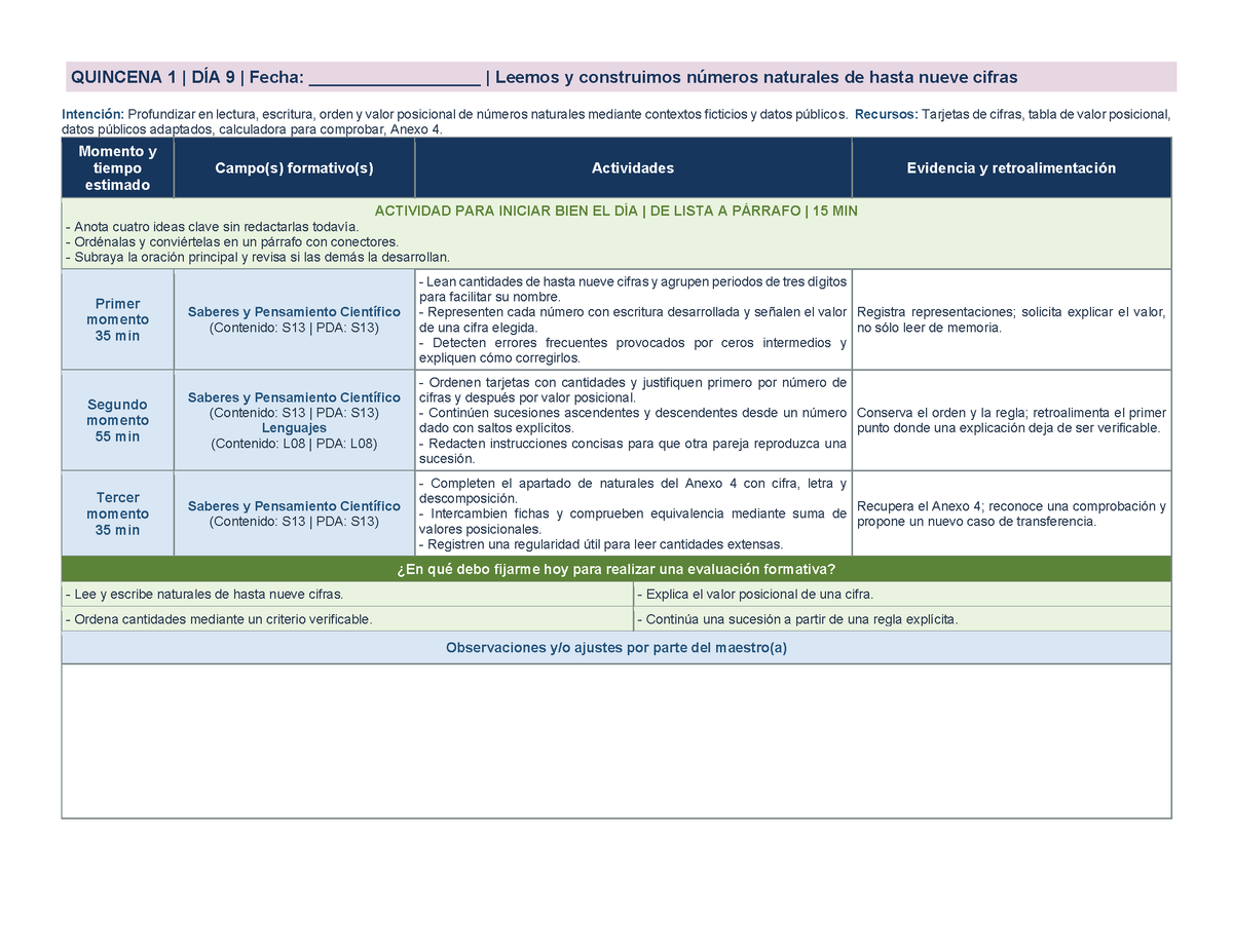 PLANEACIÓN 5° Primaria Primer Periodo (Sep, Oct, Nov) ✏️Editable en Word