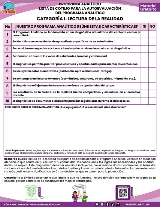 Autoevaluación del Programa Analítico | PDF gratuito 2026–2027