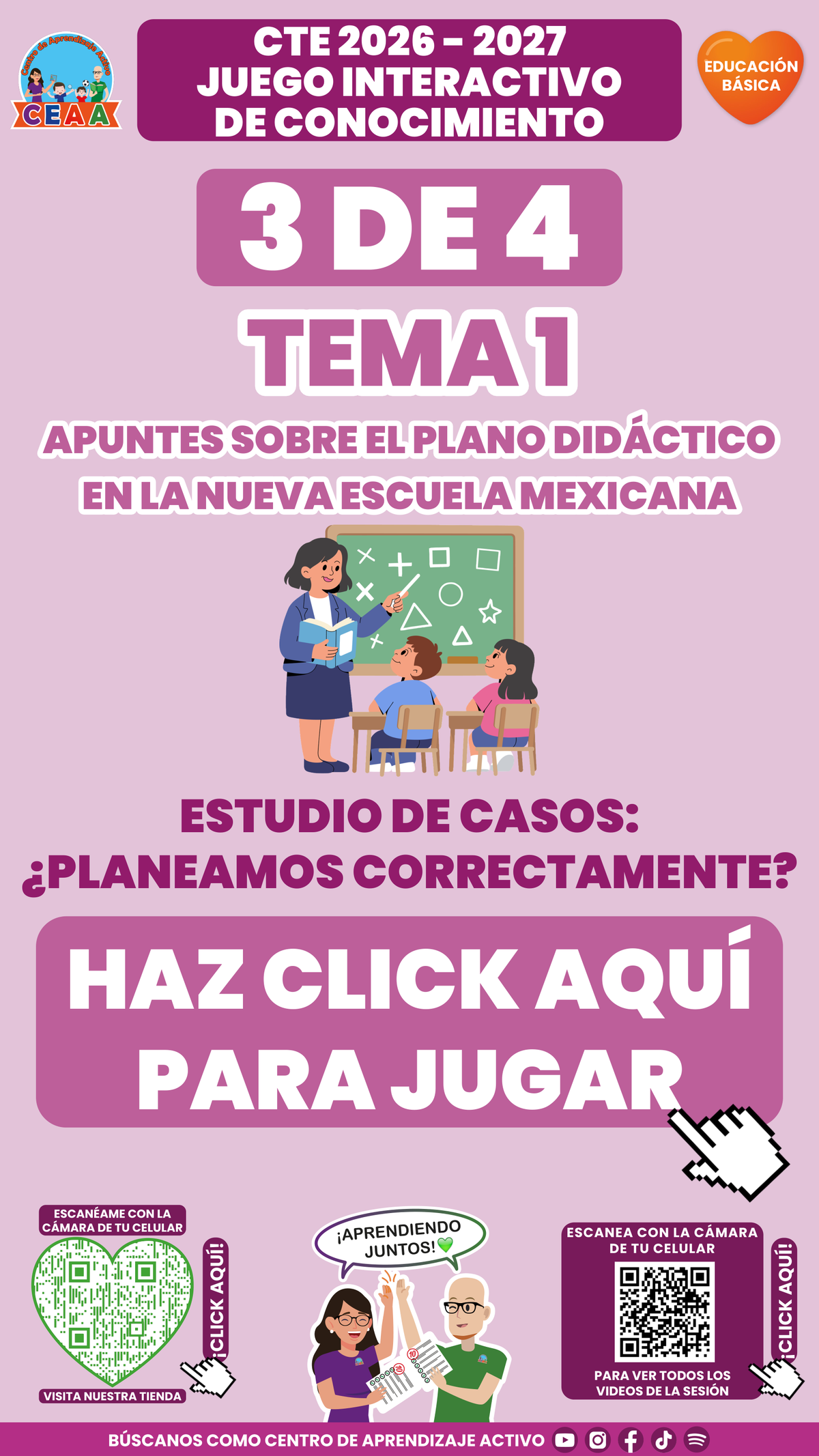 Portada del juego 3 de Educación Básica, tema 1. Consejo Técnico Escolar 2026-2027.