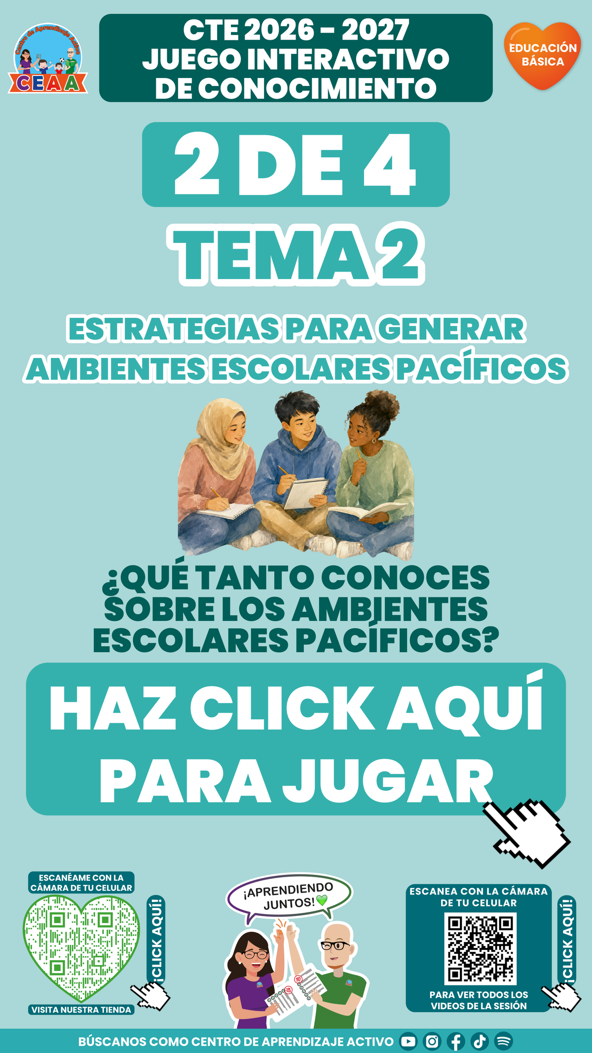 Portada del juego 2 de Educación Básica, tema 2. Consejo Técnico Escolar 2026-2027.