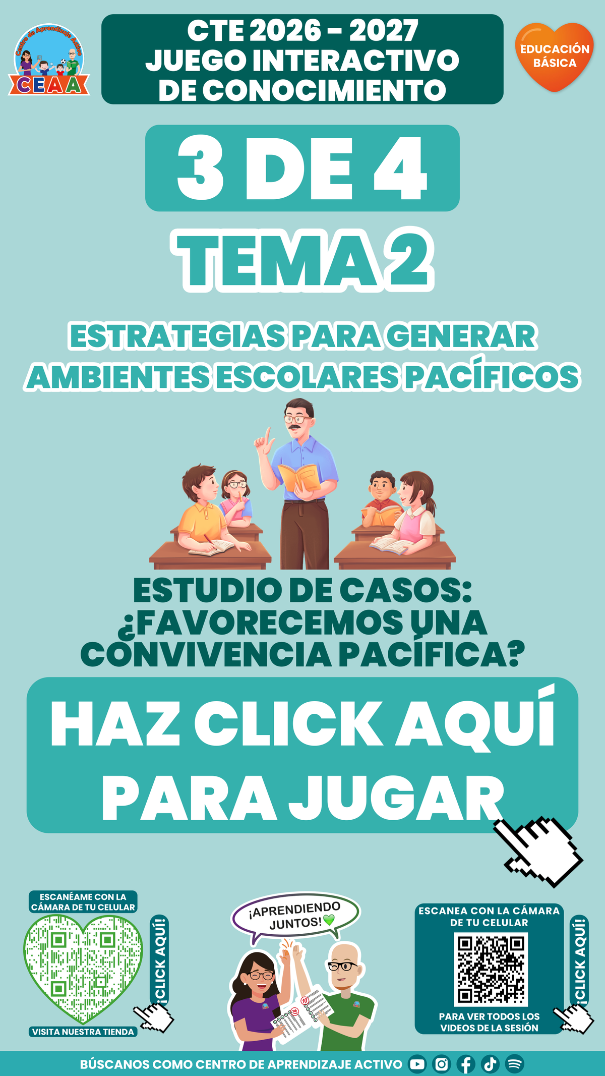 Portada del juego 3 de Educación Básica, tema 2. Consejo Técnico Escolar 2026-2027.