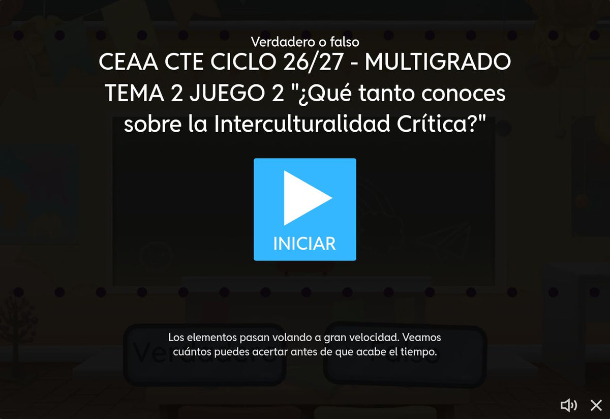Inicio del juego 2: ¿Qué tanto conoces sobre la interculturalidad crítica?. CTE 2026-2027 Multigrado tema 2.