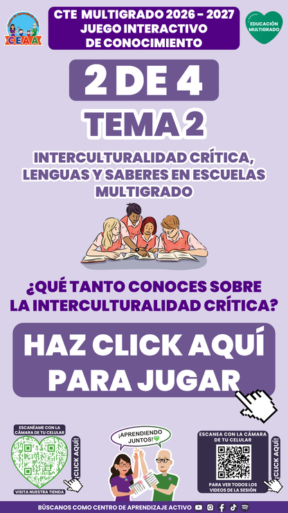 Portada del juego 2 de Educación Multigrado, tema 2. Consejo Técnico Escolar 2026-2027.