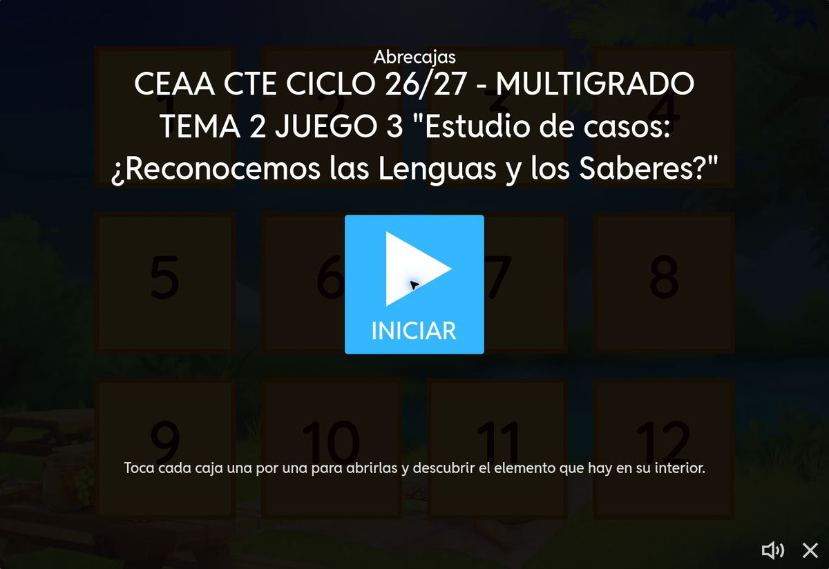 Inicio del juego 3: Estudio de casos: ¿Reconocemos las lenguas y los saberes?. CTE 2026-2027 Multigrado tema 2.