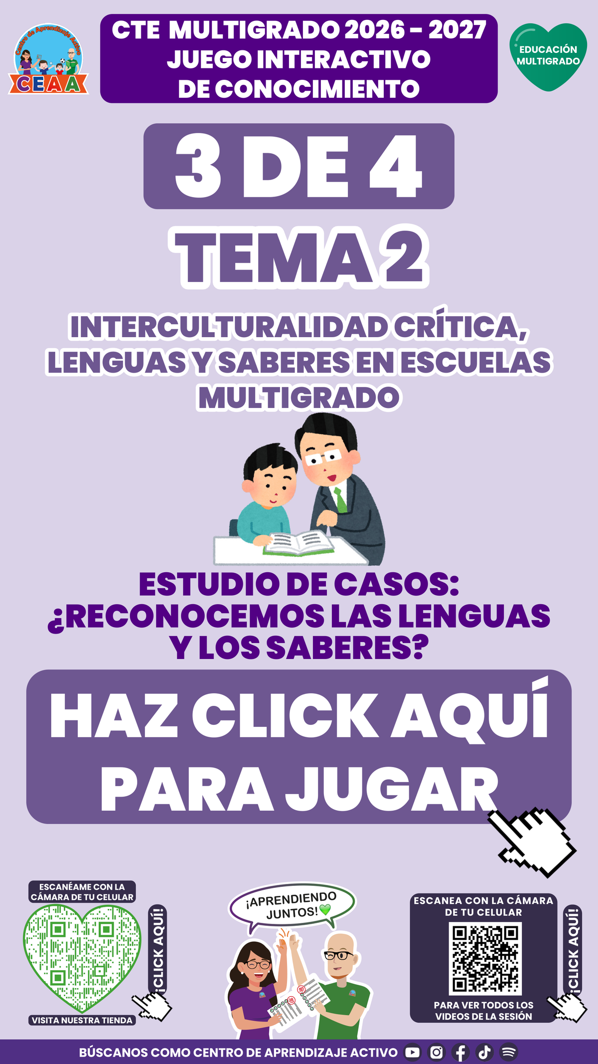 Portada del juego 3 de Educación Multigrado, tema 2. Consejo Técnico Escolar 2026-2027.