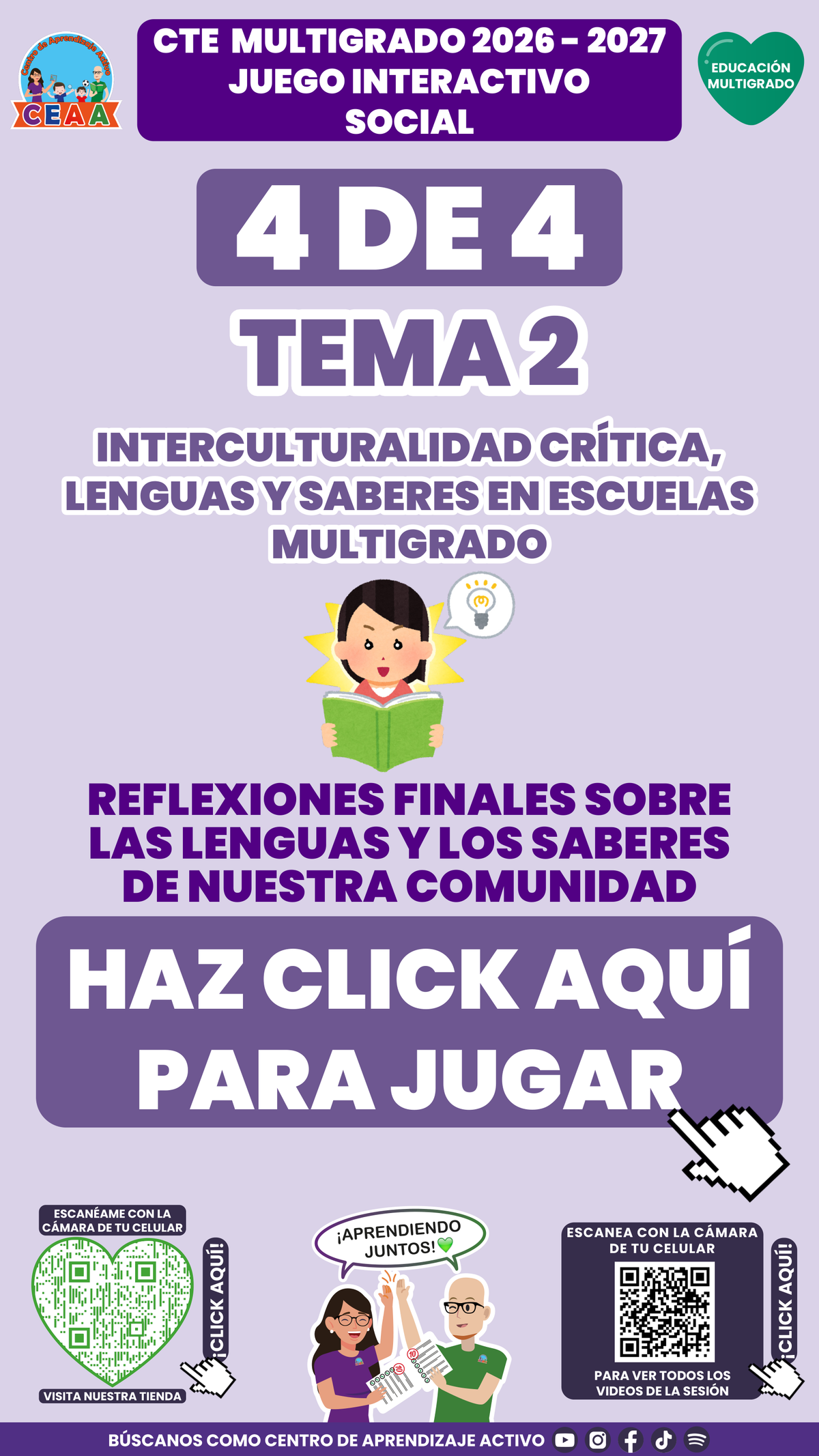 Portada del juego 4 de Educación Multigrado, tema 2. Consejo Técnico Escolar 2026-2027.