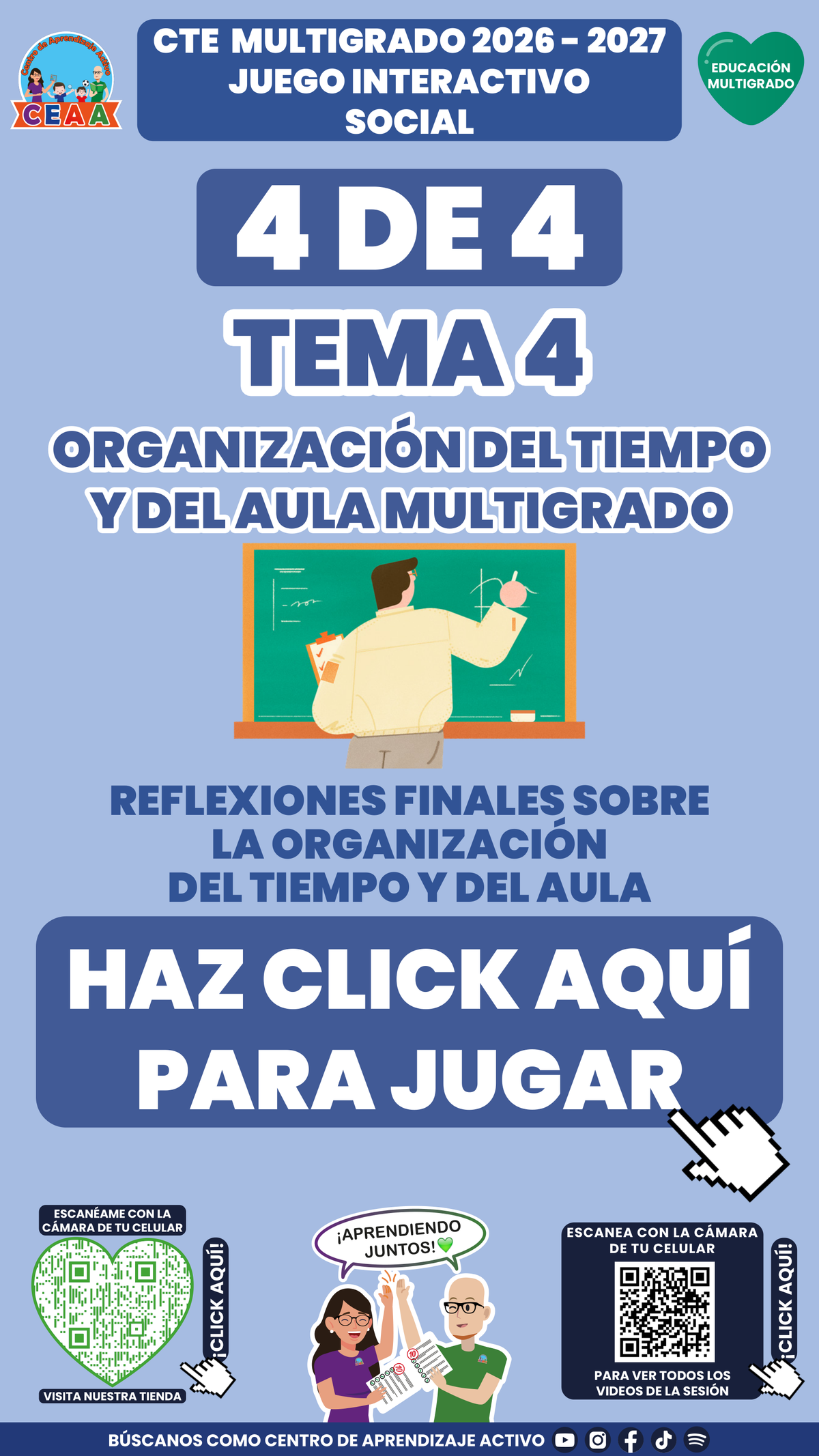 Portada del juego 4 de Educación Multigrado, tema 4. Consejo Técnico Escolar 2026-2027.