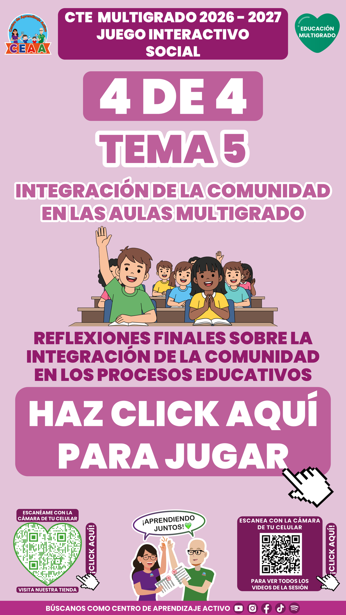 Portada del juego 4 de Educación Multigrado, tema 5. Consejo Técnico Escolar 2026-2027.