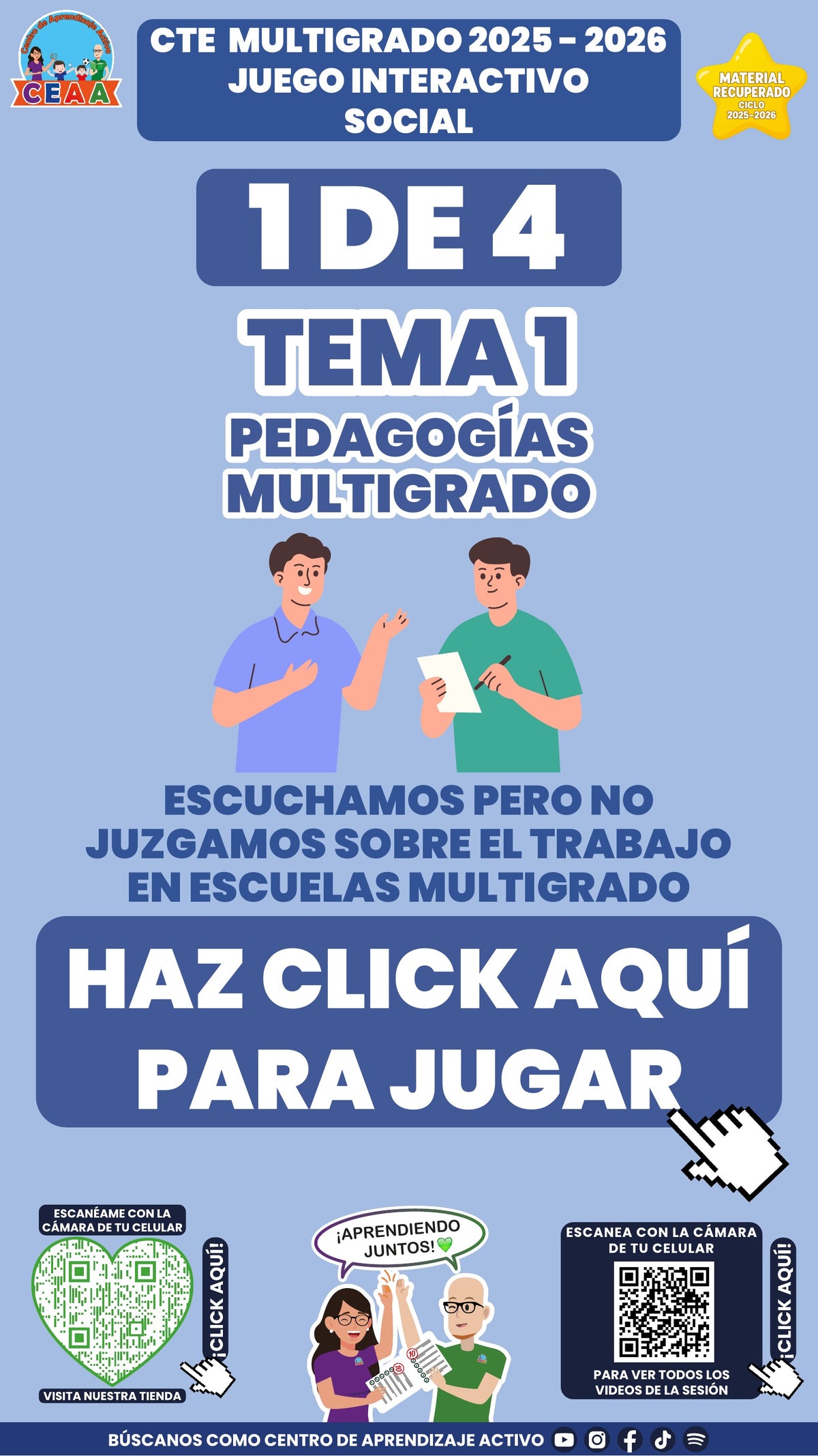 Juego interactivo 1 de 4: Pedagogías multigrado (Material recuperado 25/26)