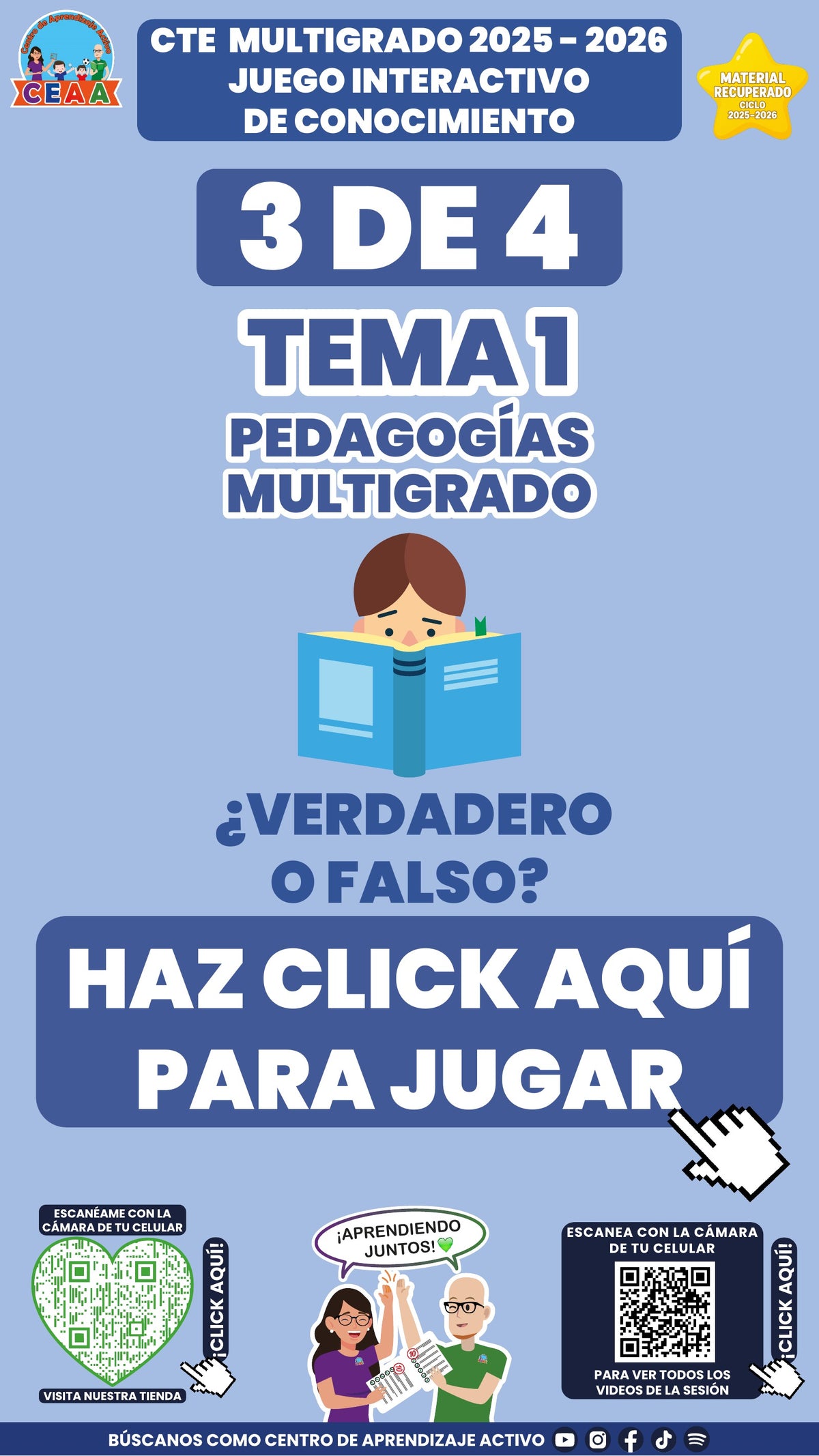 Juego interactivo 3 de 4: Pedagogías multigrado (Material recuperado 25/26)