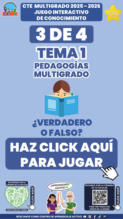 Juego interactivo 3 de 4: Pedagogías multigrado (Material recuperado 25/26)