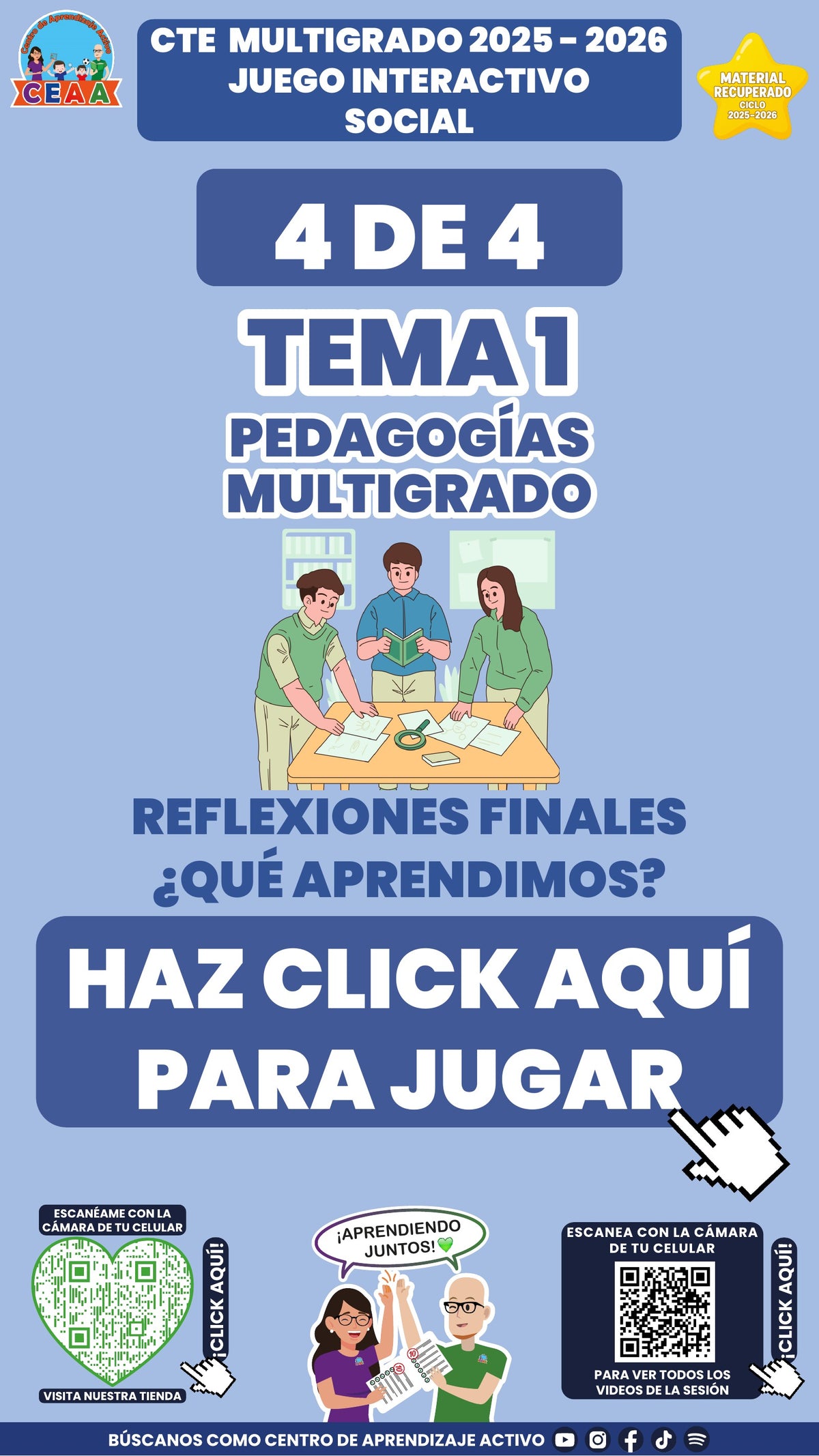 Juego interactivo 4 de 4: Pedagogías multigrado (Material recuperado 25/26)