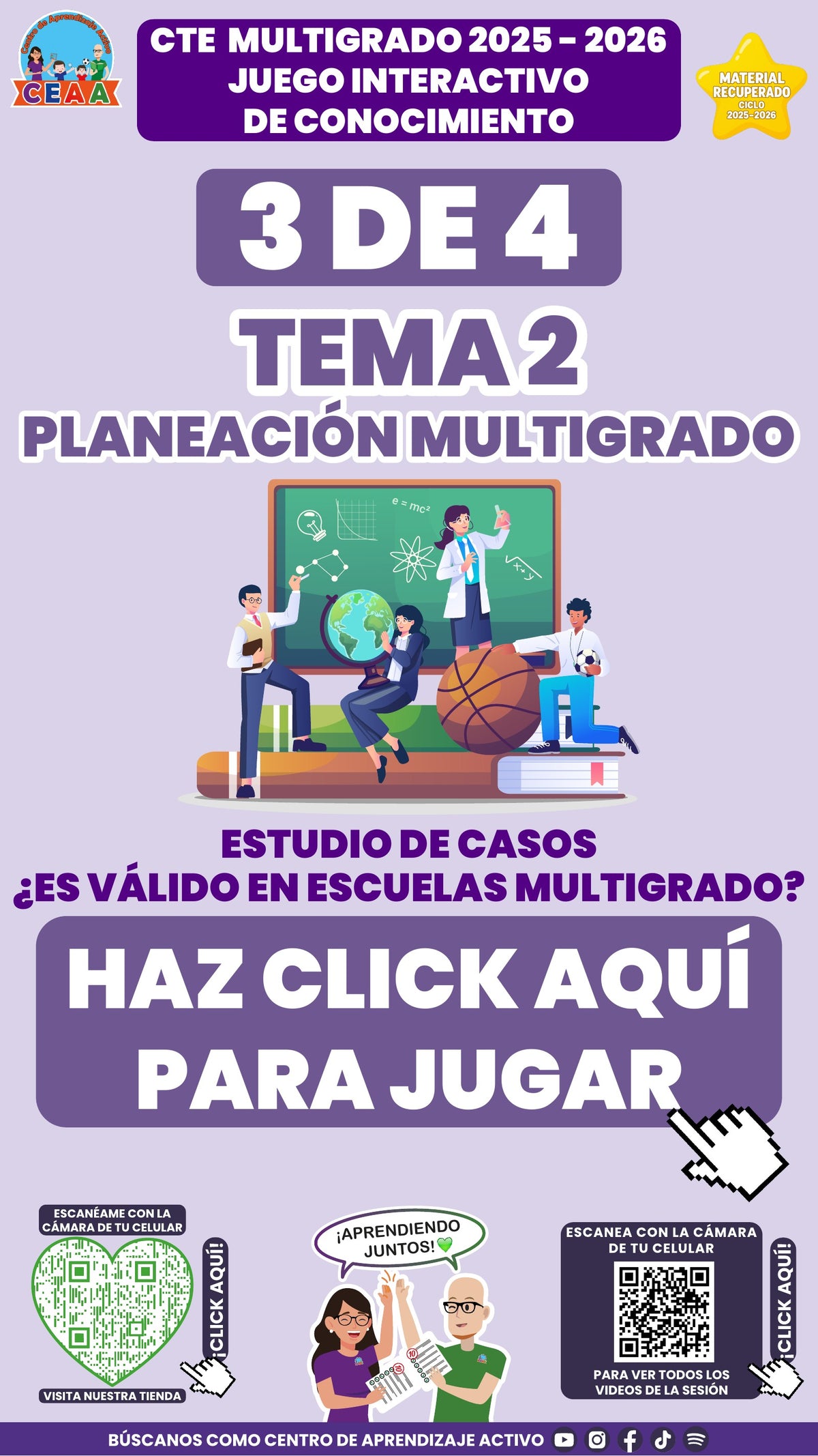 Juego interactivo 3 de 4: Planeación didáctica multigrado (Material recuperado 25/26)