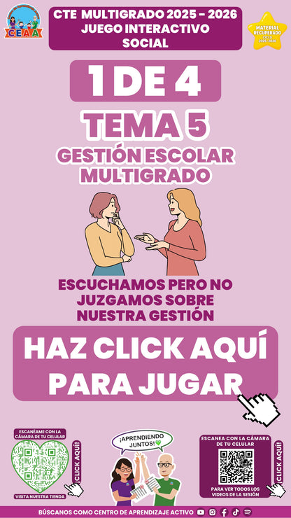 Juego interactivo 1 de 4: Gestión escolar multigrado (Material recuperado 25/26)